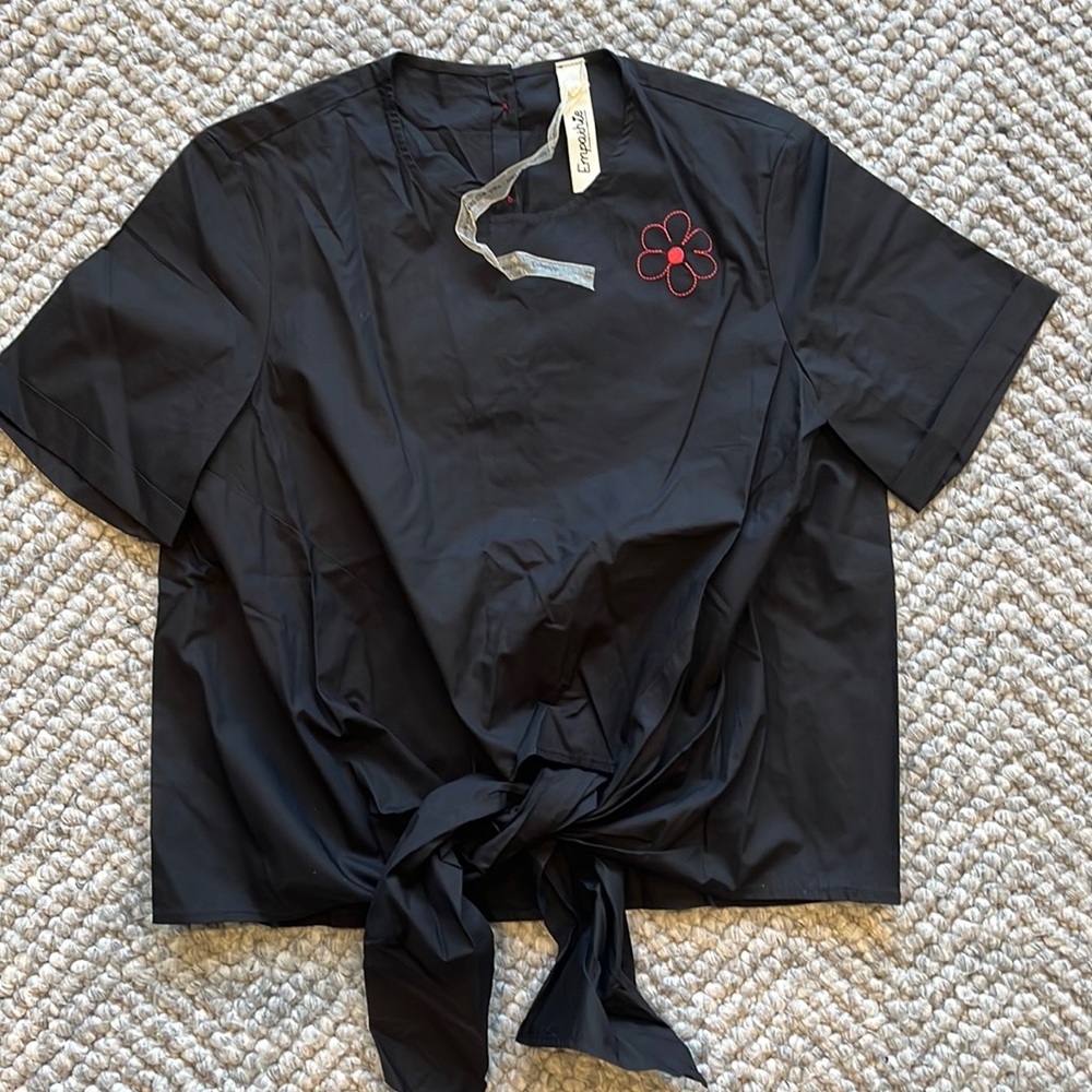 Shirt sleeves shirt, black in poplin cotton size M